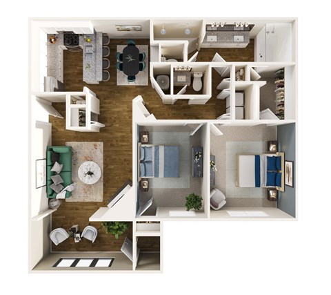 Floor plan for 2 beds, 1.5 baths, 1413 sqft